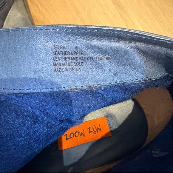 Miz Mooz Delphi Blue Leather Ankle Boots Size 6 – Ruched Wedge Heel Zip Closure - Picture 7 of 9